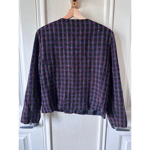 Vintage Modiano Wool Tweed Blazer w/ pockets Size 10 w/ Velvet & Brass Buttons - Picture 6 of 6